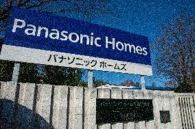 Logo, signage and exterior of Panasonic Homes